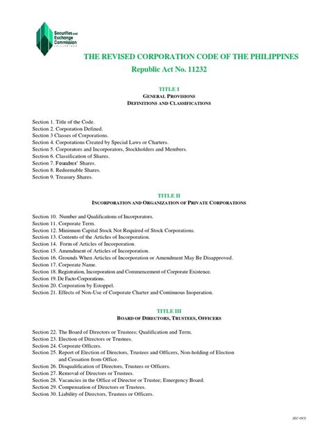 corporation code of the philippines lawphil|KEY NOTES ON REPUBLIC ACT NO. 11232.